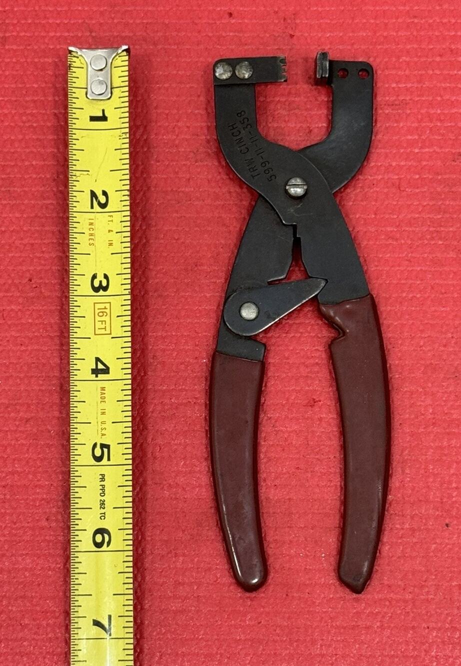 Vintage TRW Cinch 599-11-11-358 Hand Crimper Tool Red Handle